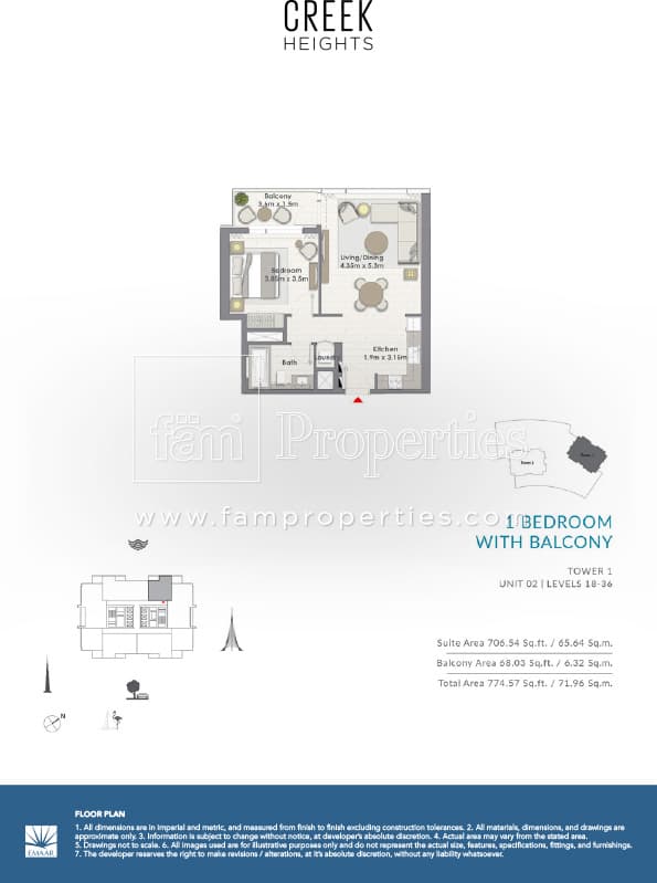 Creek Heights Apartments 1 Bedroom floor plan