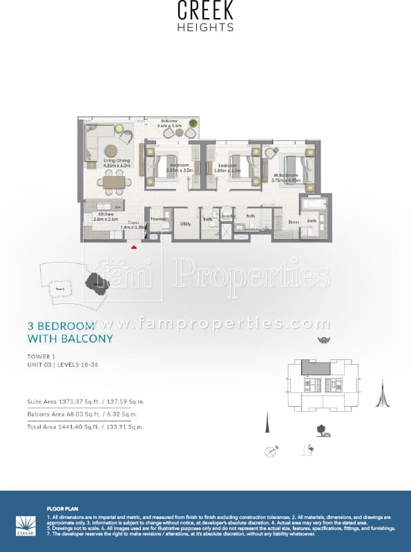 Creek Heights Apartments 3 Bedroom floor plan
