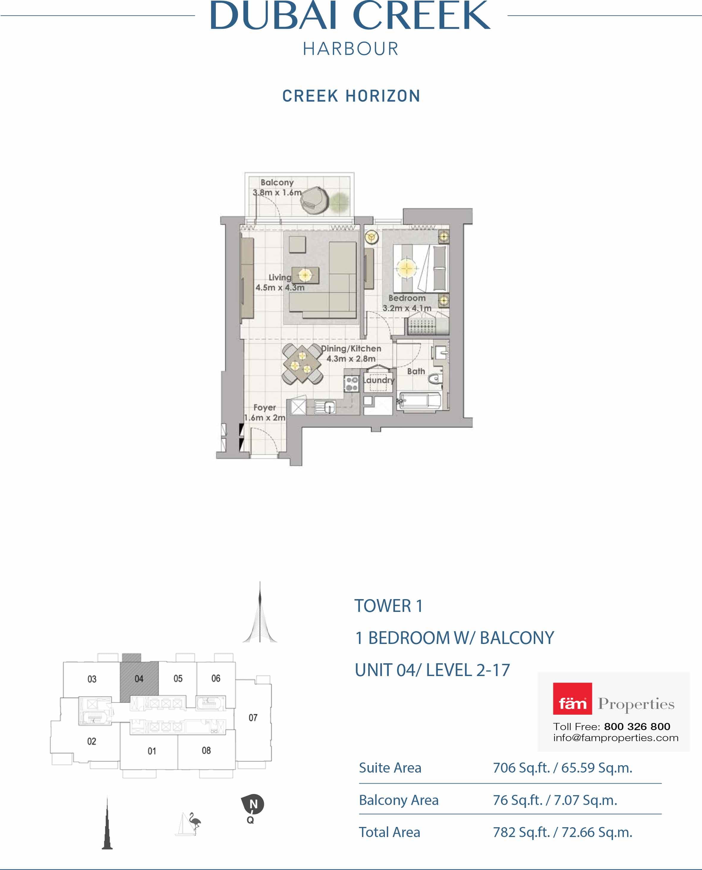 Creek Horizon 1 BD Unit 04 - L2 floor plan