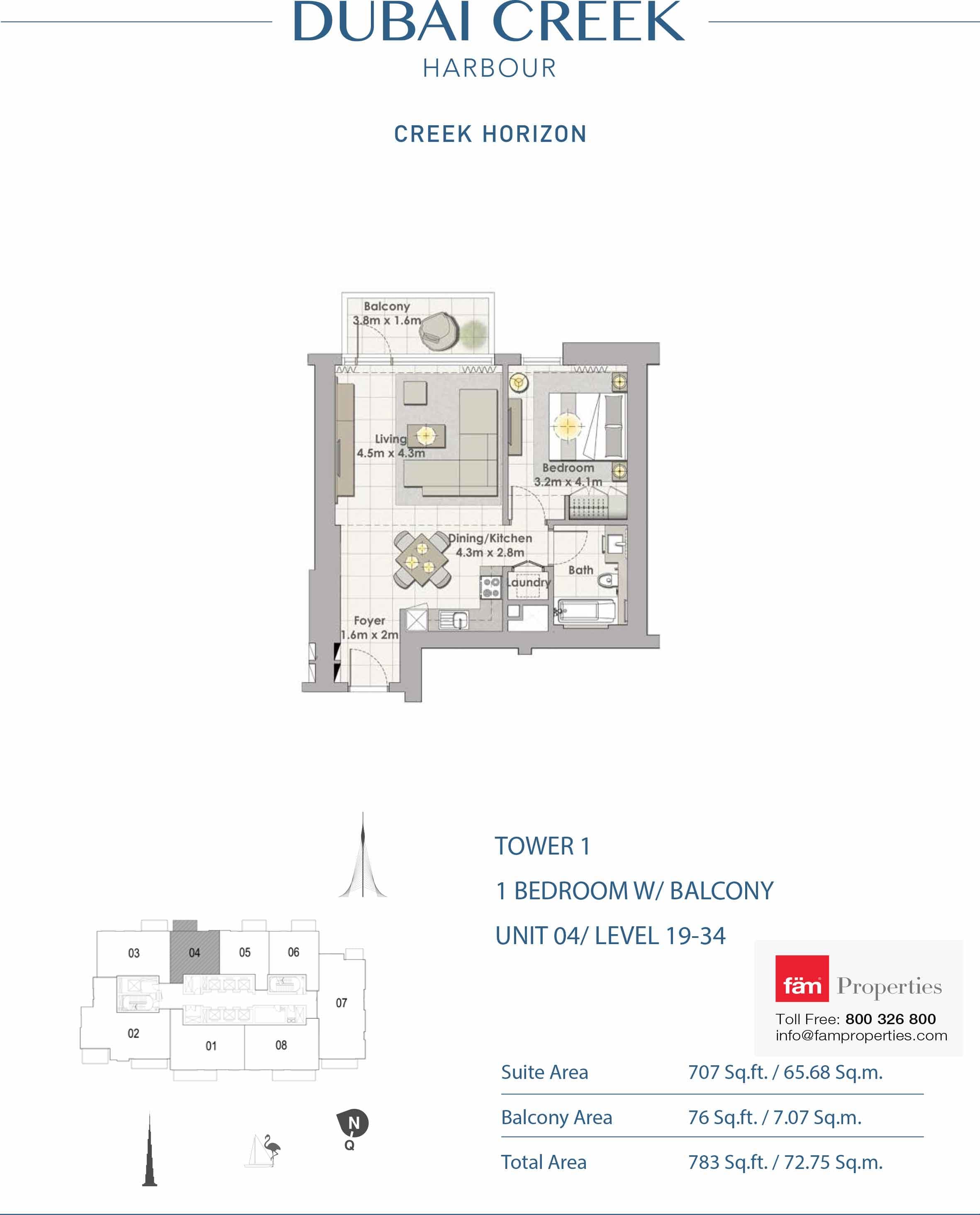 Creek Horizon 1 BD Unit 04 floor plan