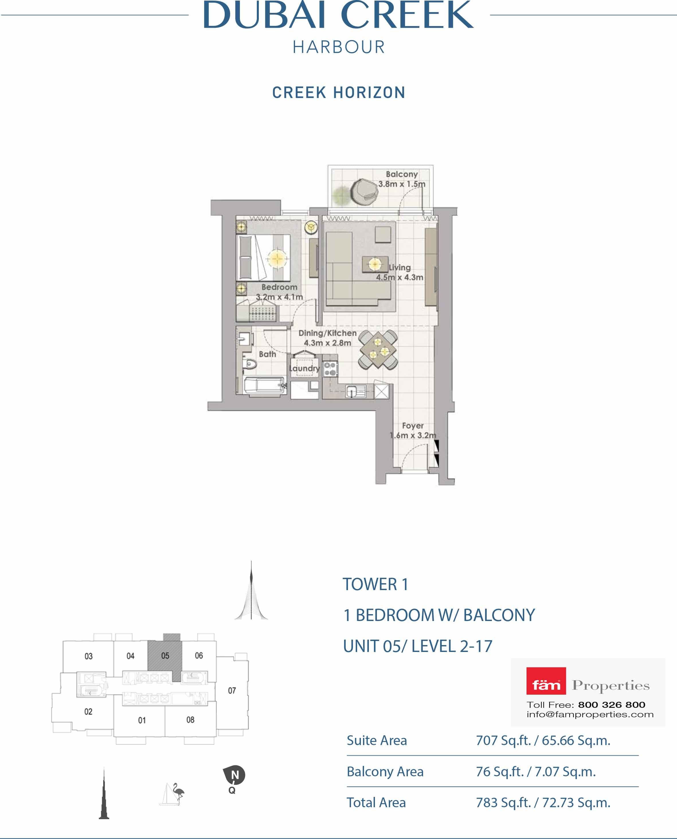 Creek Horizon 1 BD unit 05 floor plan