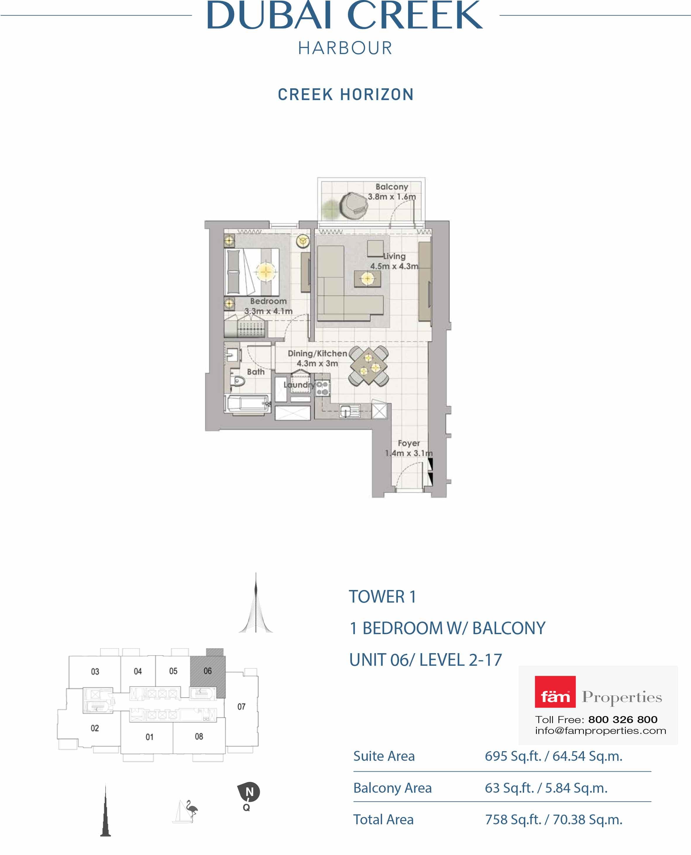 Creek Horizon 1 BD Unit 06 floor plan