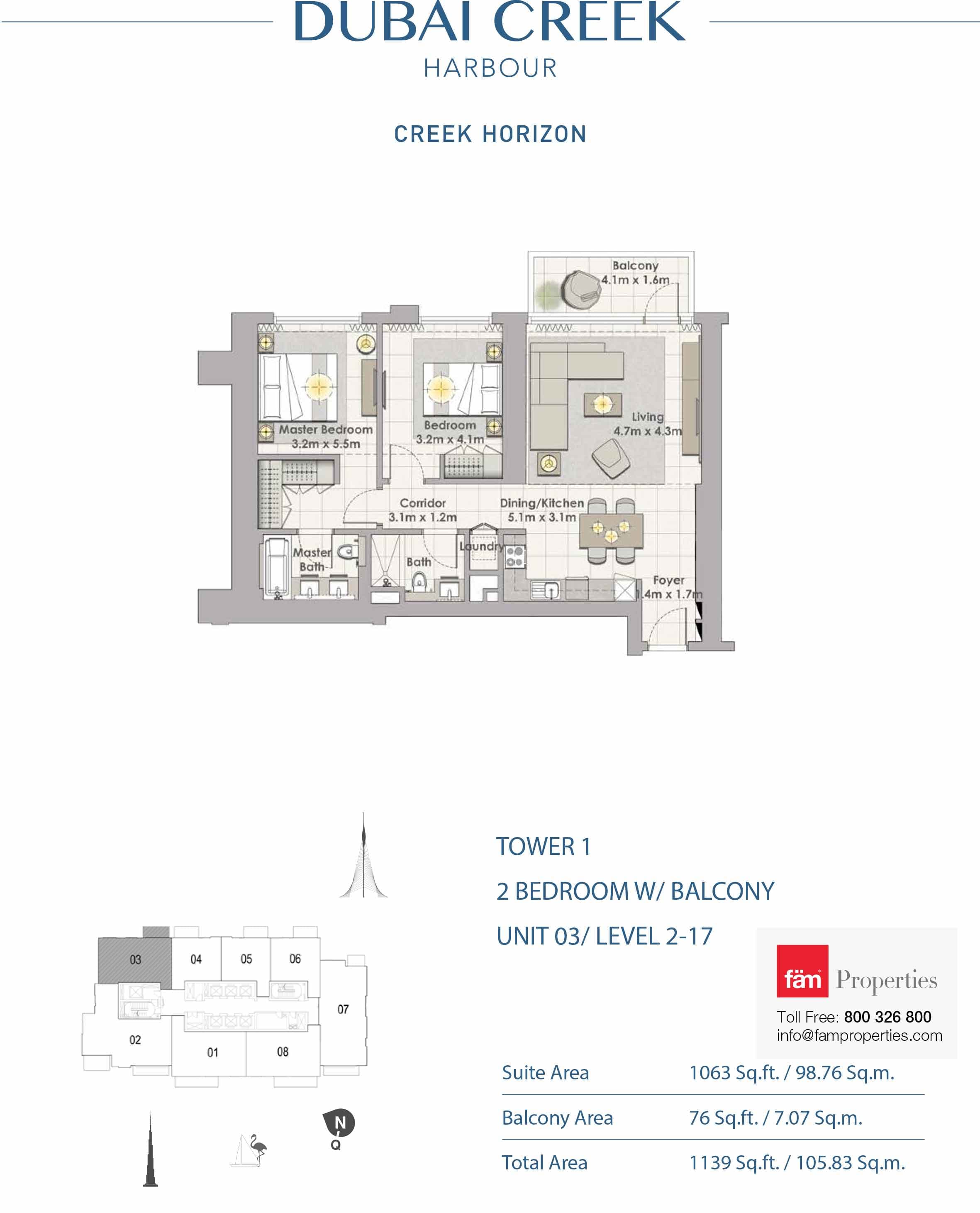 Creek Horizon 2 BD - Unit 03 floor plan