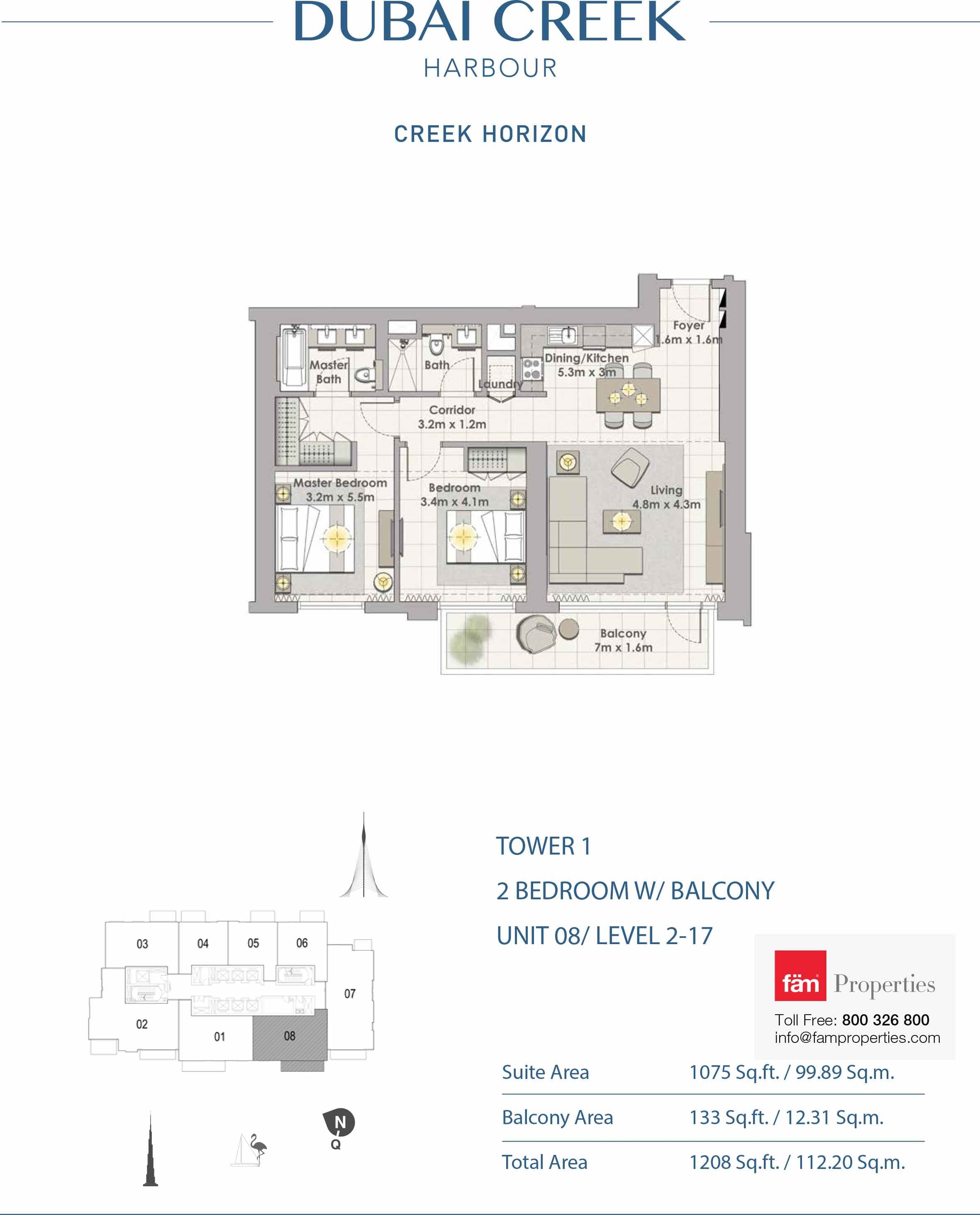 Creek Horizon 2 BD - Unit 08 floor plan