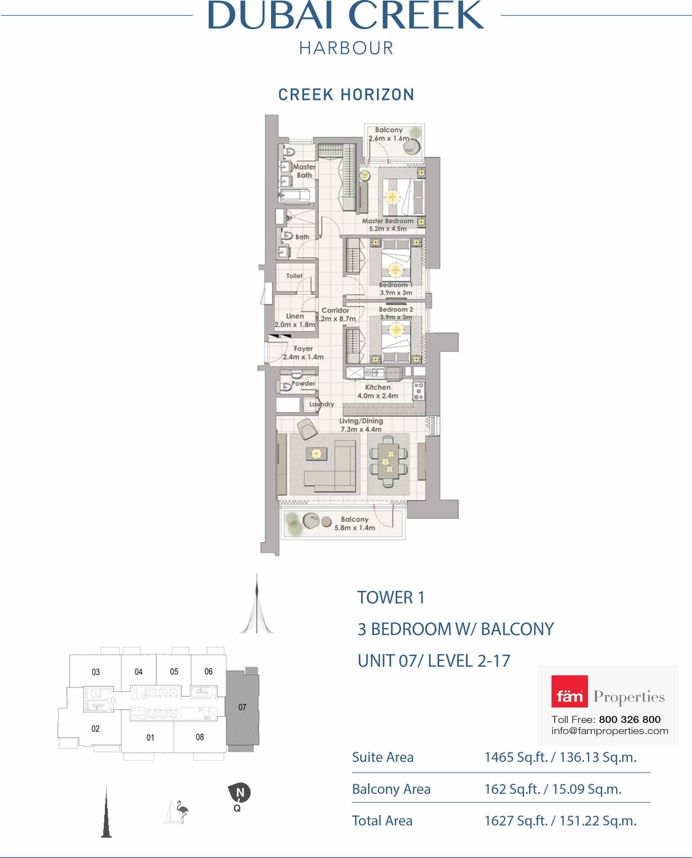 Creek Horizon 3 BD Unit 07 floor plan