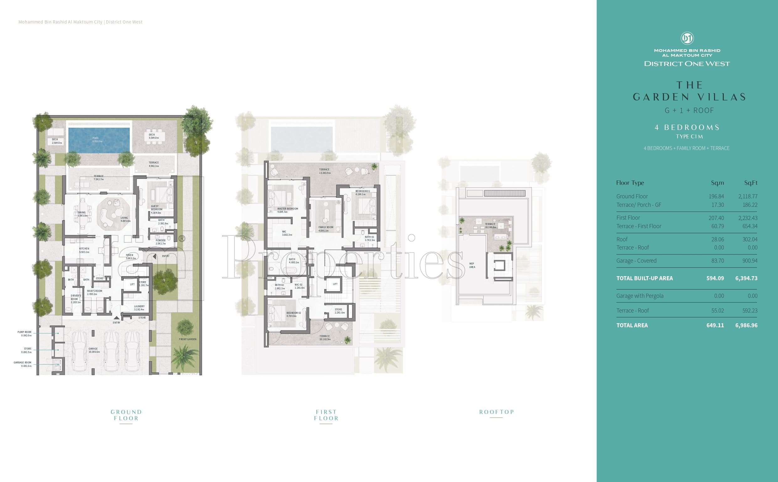 District One West 4 Bedroom floor plan