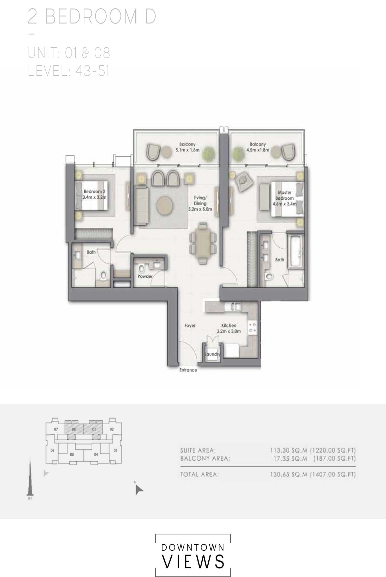 Downtown Views D Unit 01, 08 floor plan