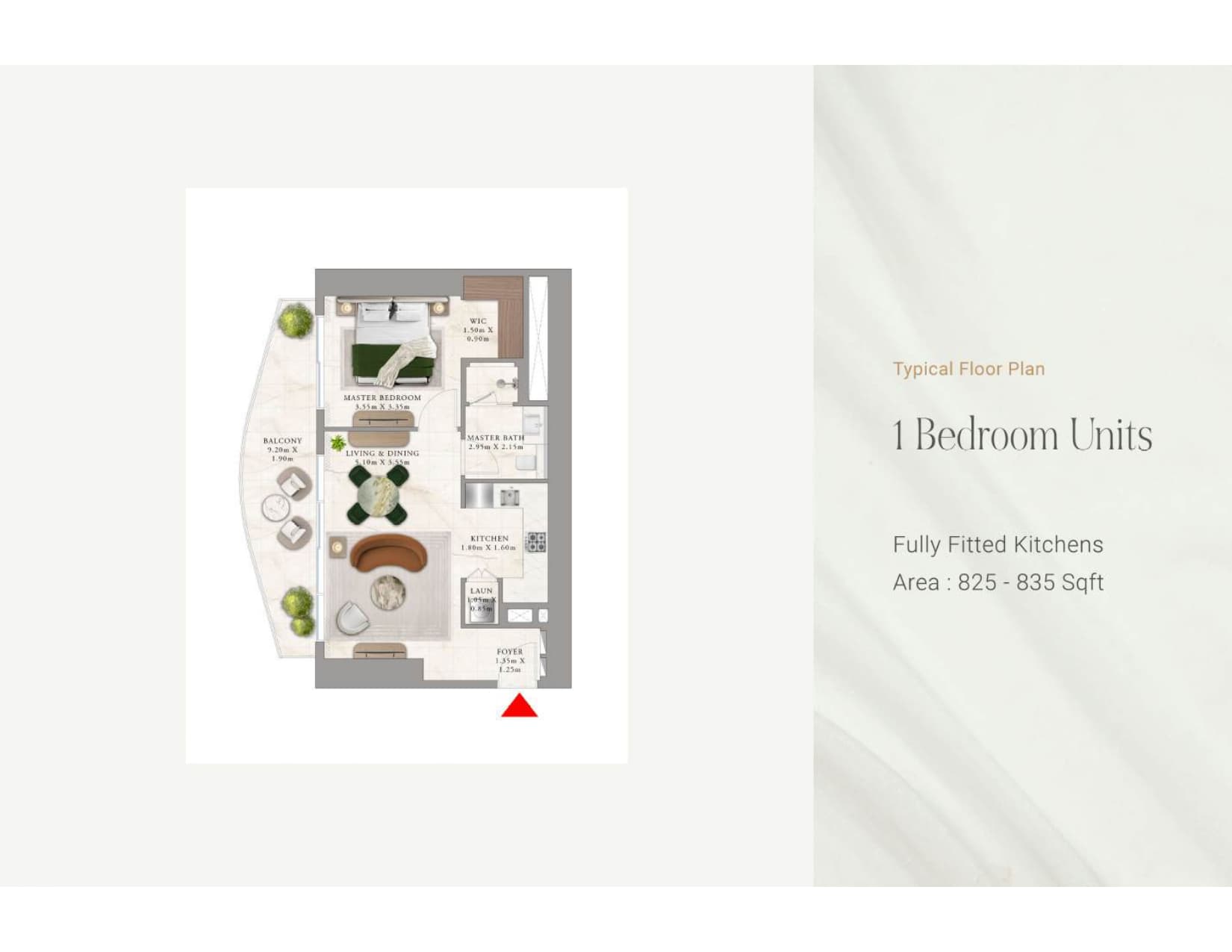 Extra Luxury Branded Residences 1 Bed floor plan