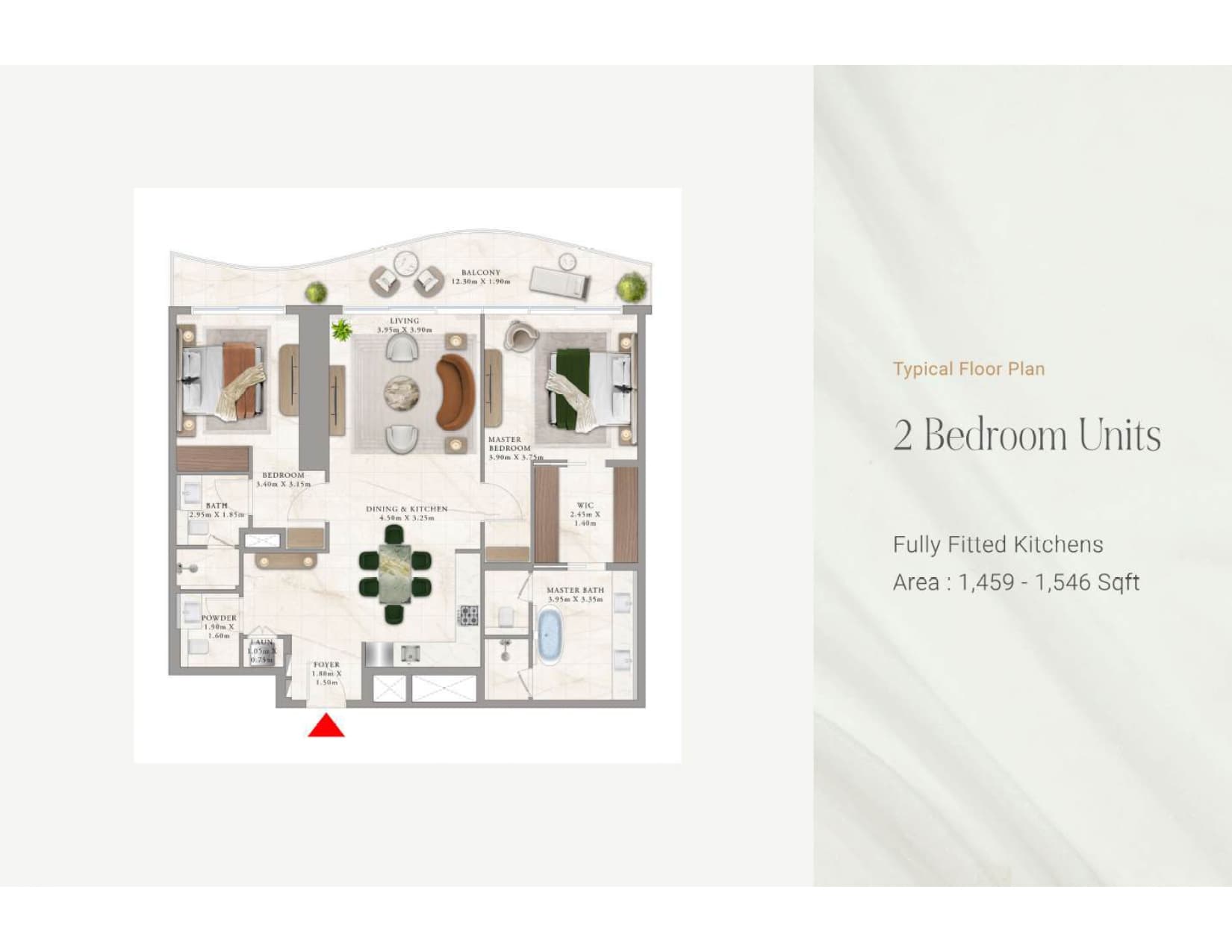 Extra Luxury Branded Residences 2 Bed floor plan
