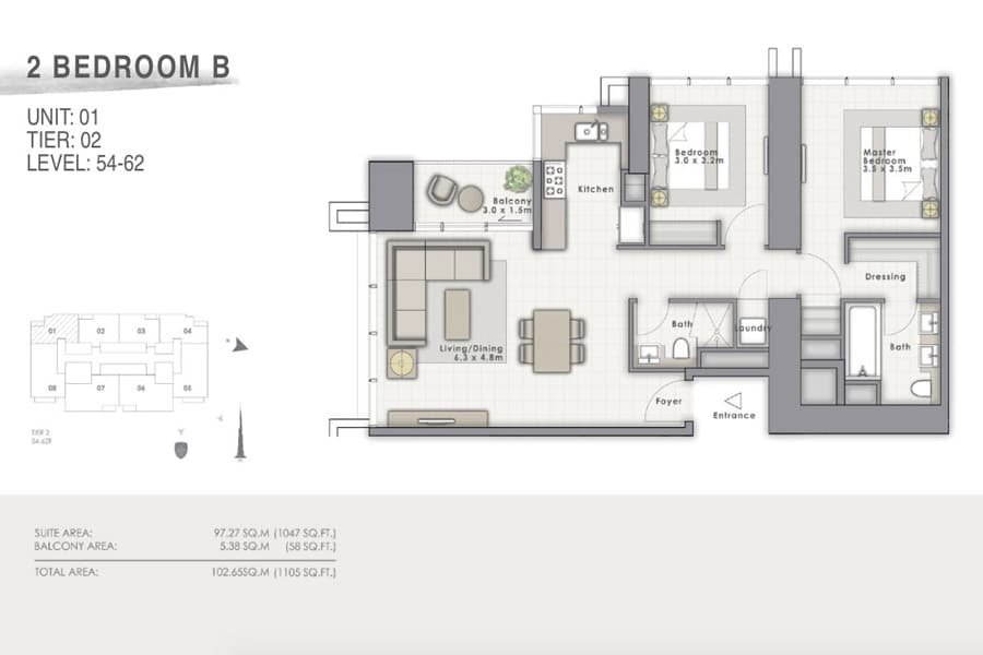 Forte B Unit 01 floor plan