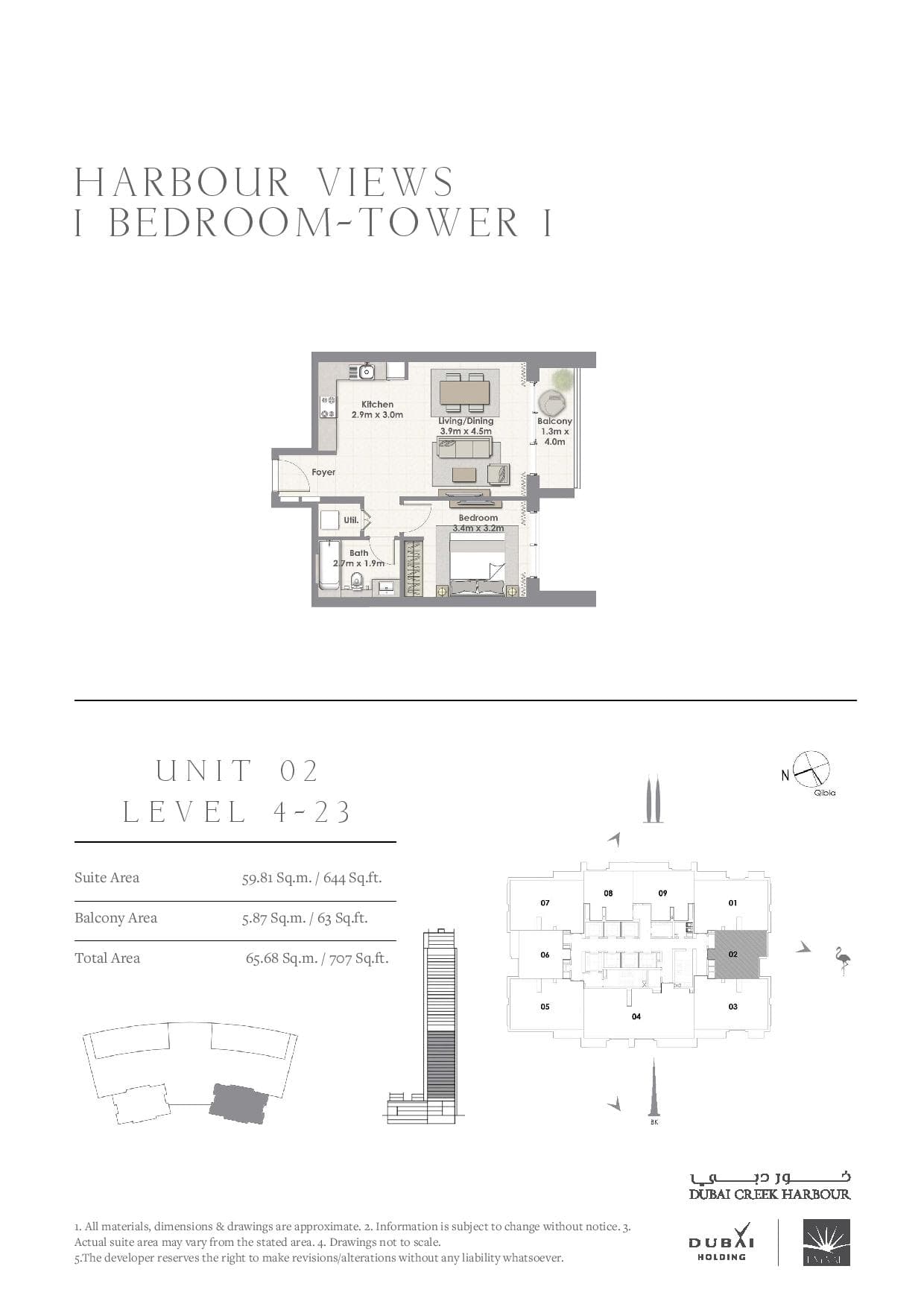 Harbour Views 1 Bedroom floor plan
