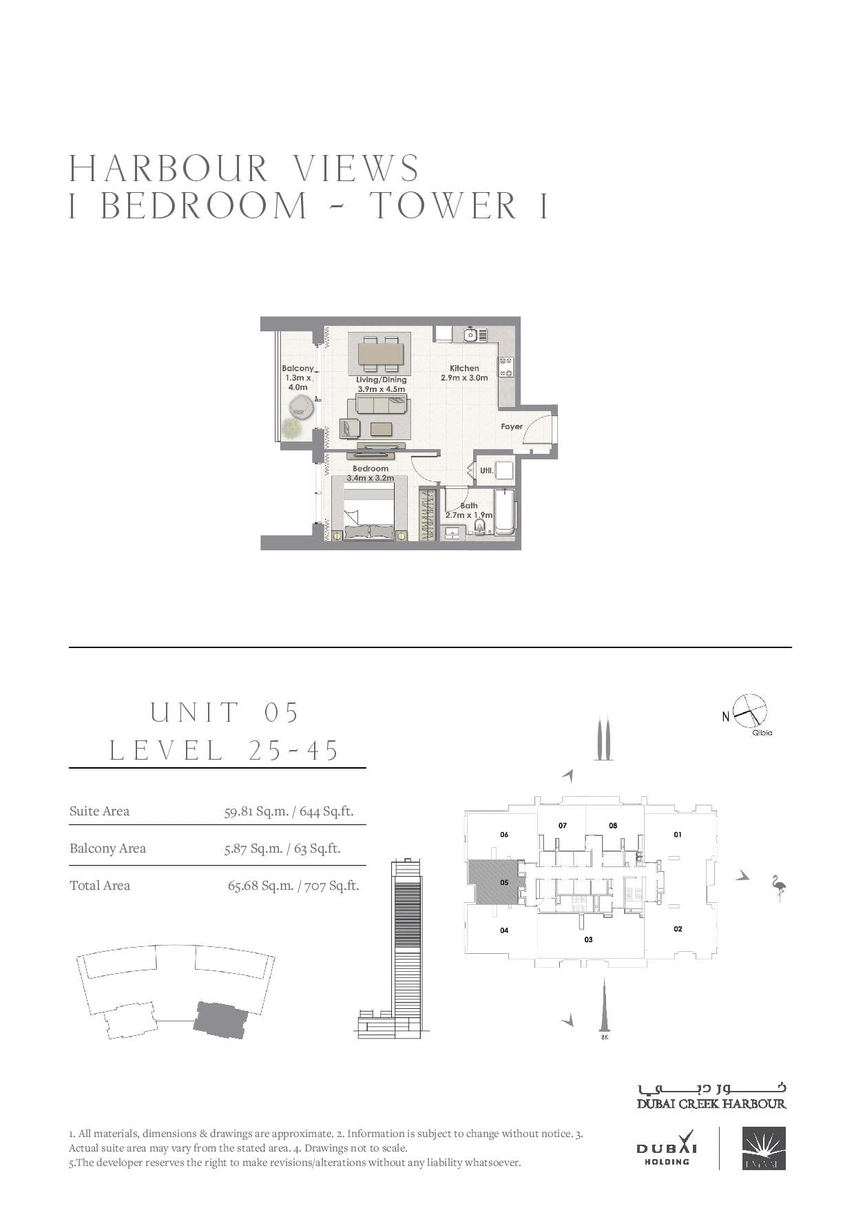 Harbour Views 1 Bedroom floor plan