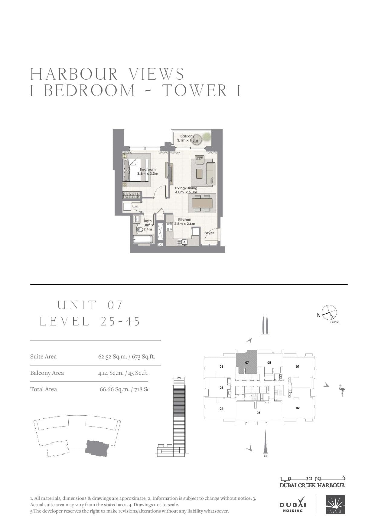 Harbour Views 1 Bedroom floor plan