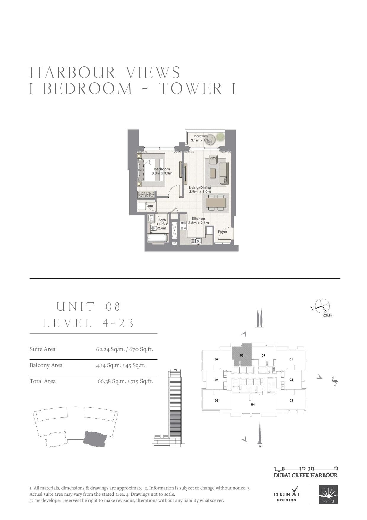 Harbour Views 1 Bedroom floor plan