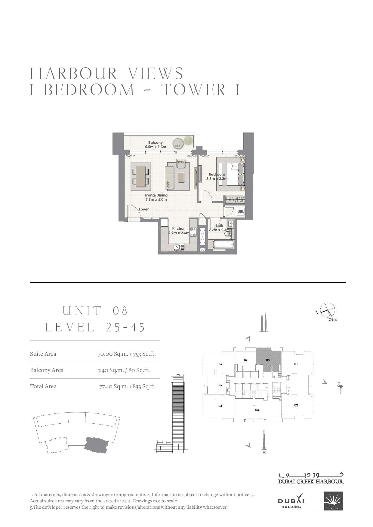 Harbour Views 1 Bedroom floor plan
