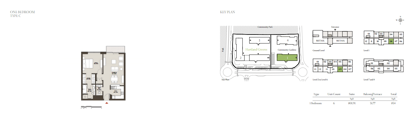 Sobha Hartland Greens 1 Bedroom floor plan