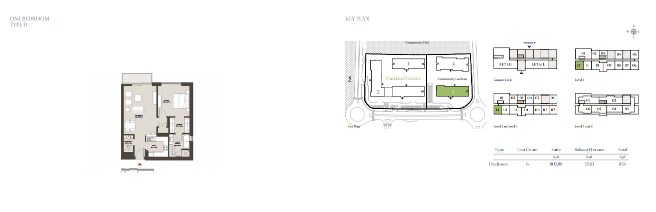 Sobha Hartland Greens 1 Bedroom floor plan