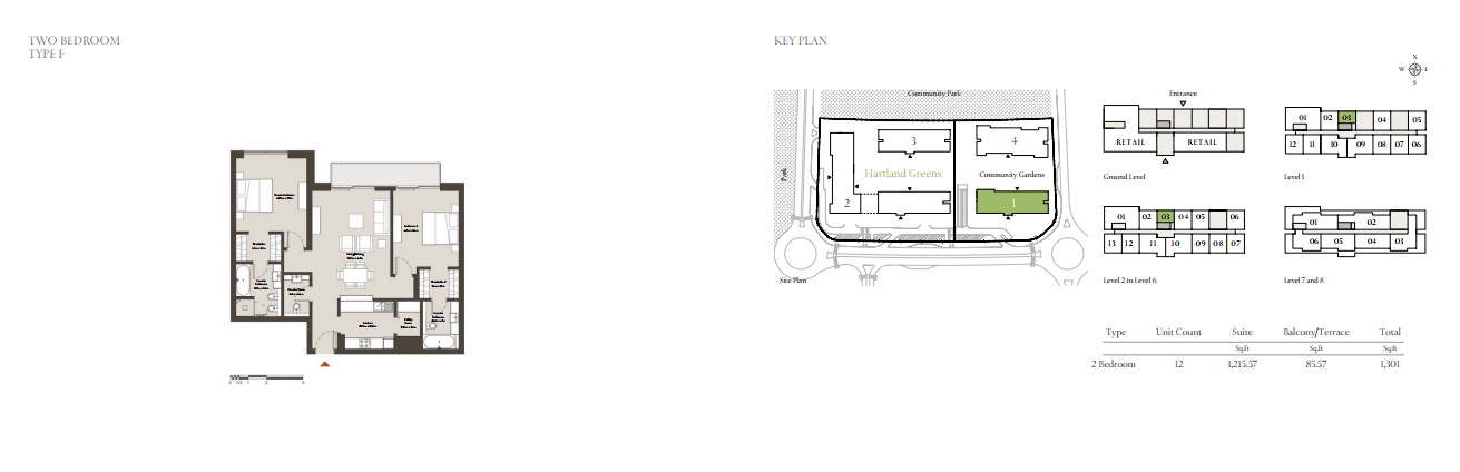 Sobha Hartland Greens 2 Bedroom floor plan