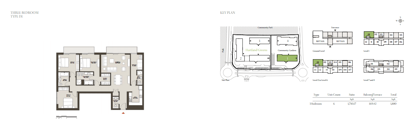 Sobha Hartland Greens 3 Bedroom floor plan