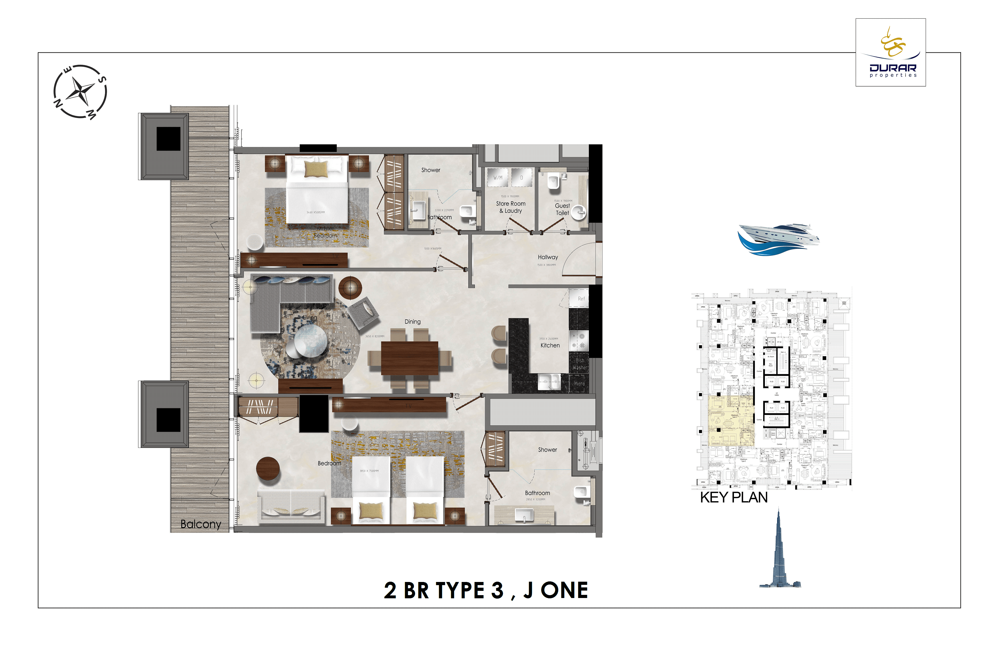 Da Vinci Tower 2 Bedroom floor plan