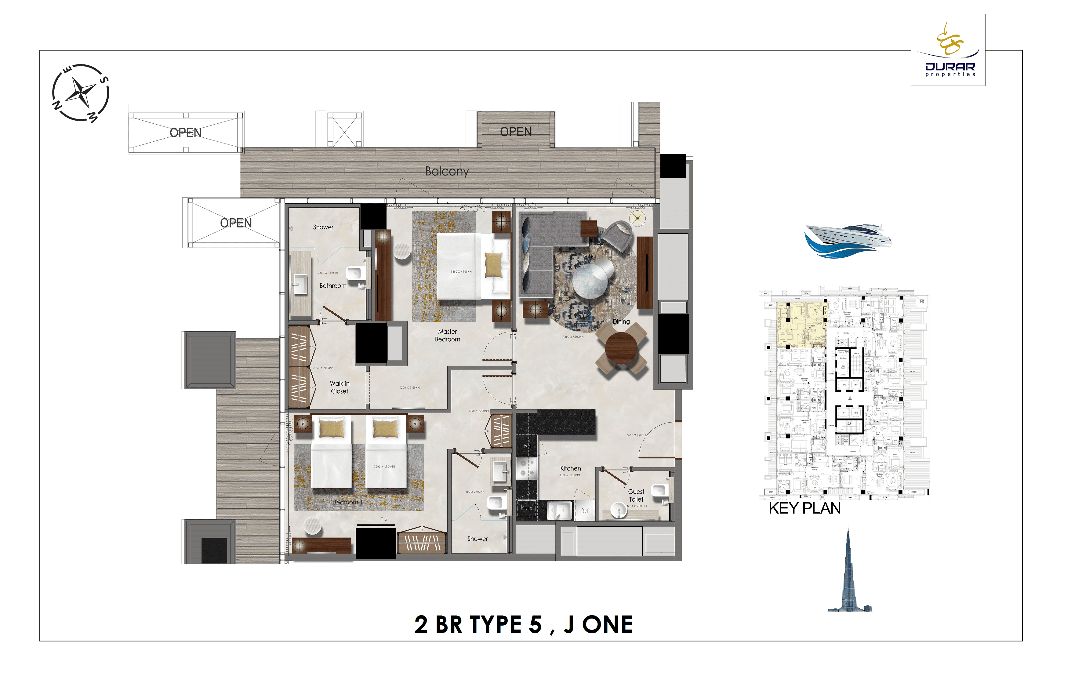 Da Vinci Tower 2 Bedroom floor plan