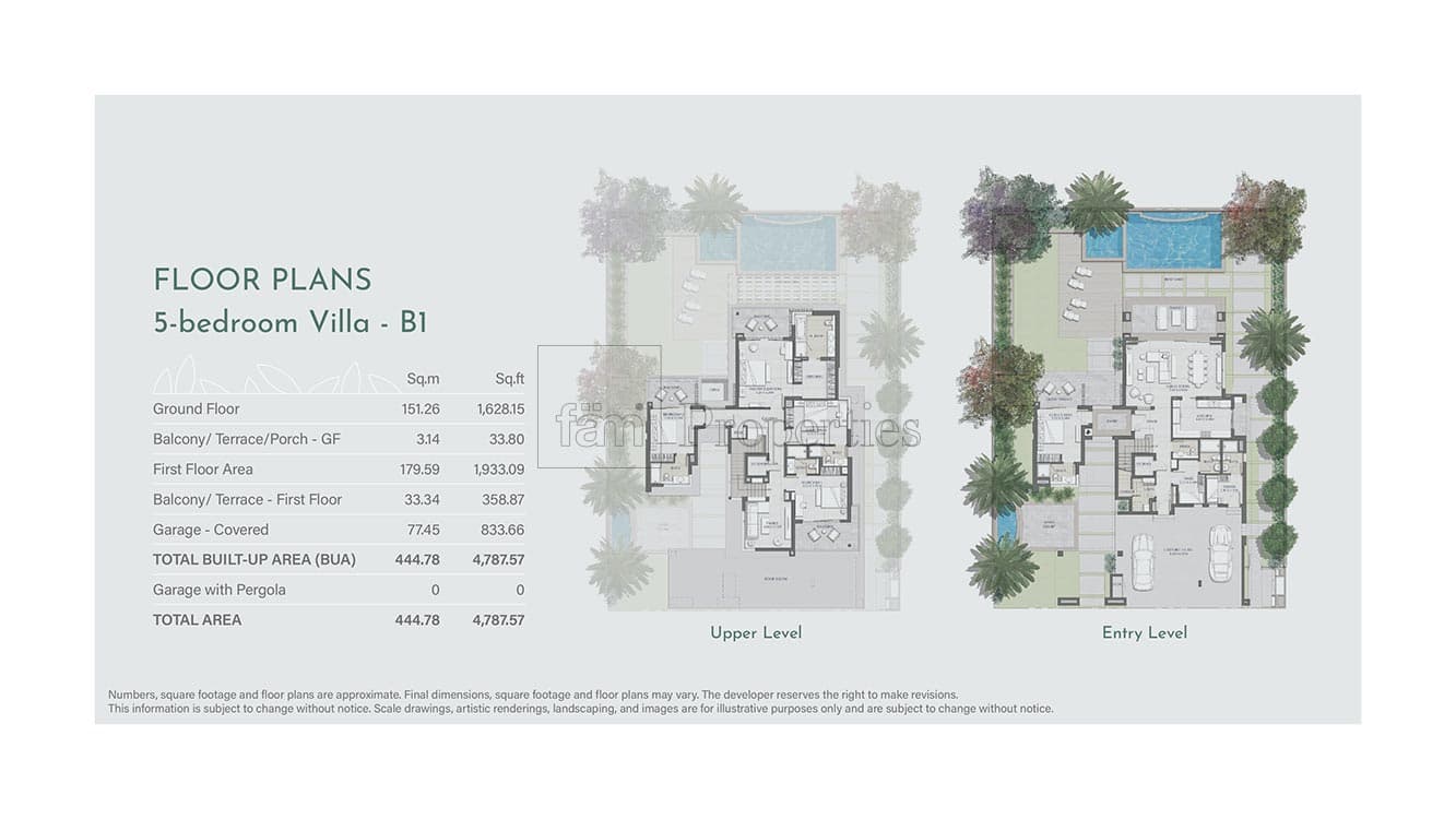 Jebel Ali Village 5-bedroom villa B1 floor plan
