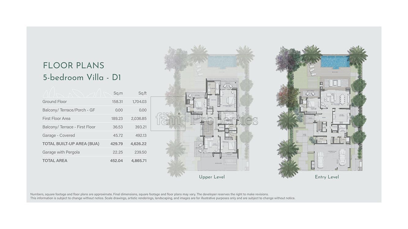 Jebel Ali Village 5-bedroom villa D1 floor plan