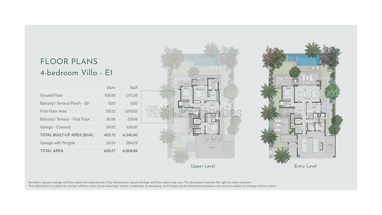 Jebel Ali Village 4-bedroom villa E1 floor plan