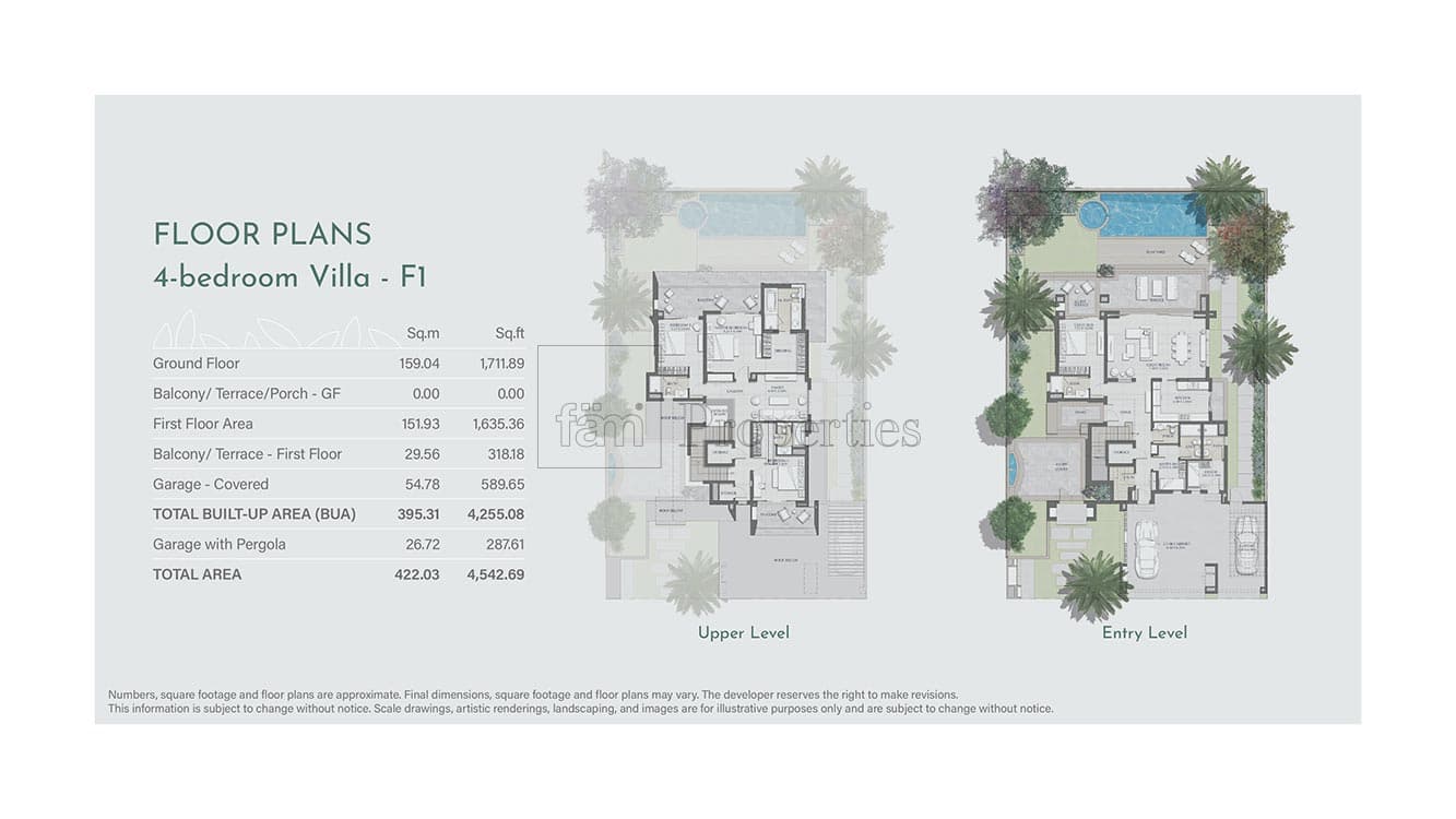 Jebel Ali Village 4-bedroom villa F1 floor plan