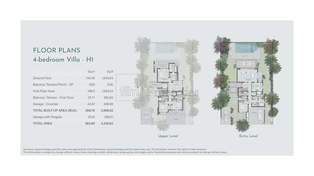 Jebel Ali Village 4-bedroom villa H1 floor plan