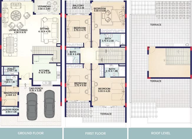 Jumeirah Islands 4 Bedroom floor plan