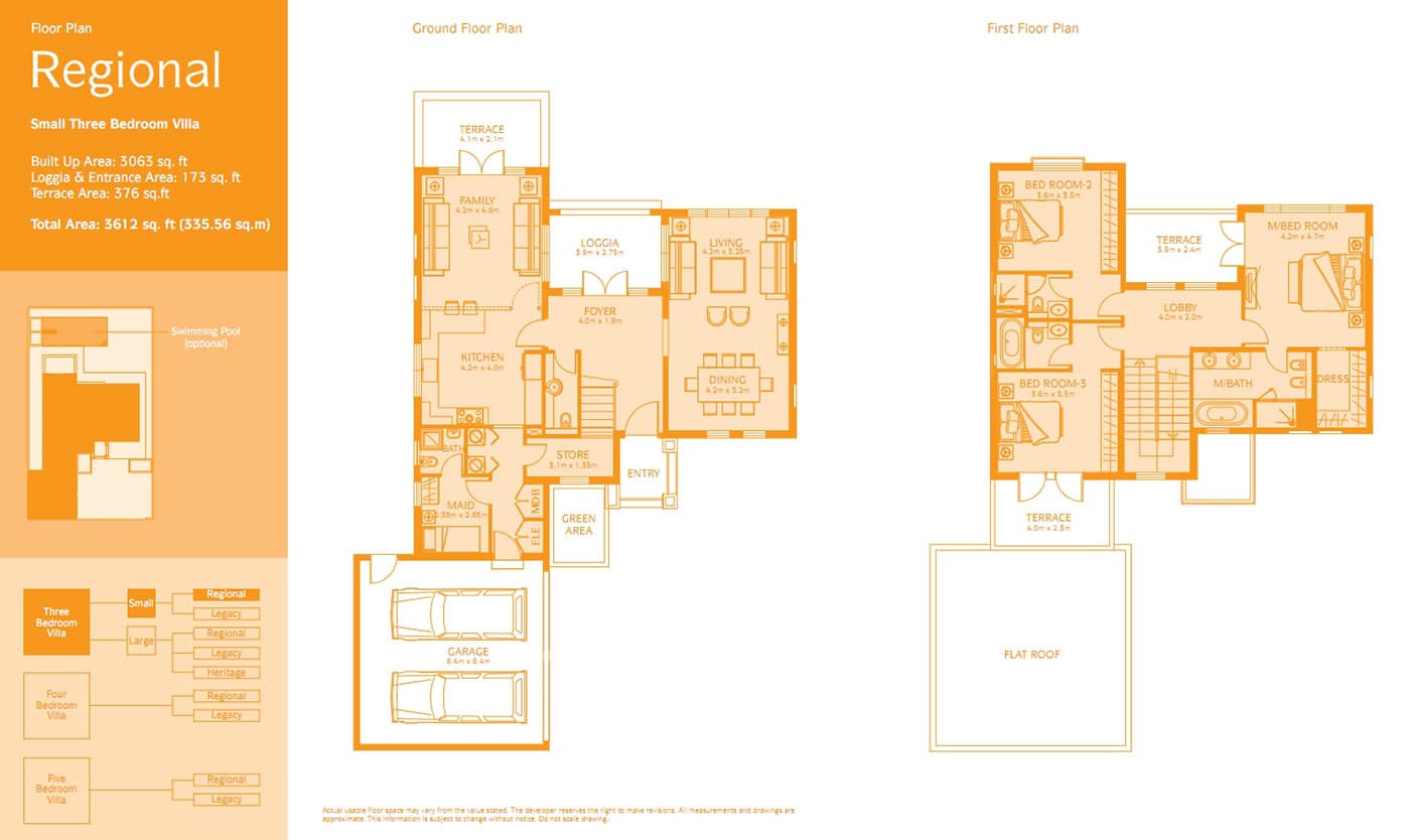 Jumeirah Park 3 Bedroom floor plan