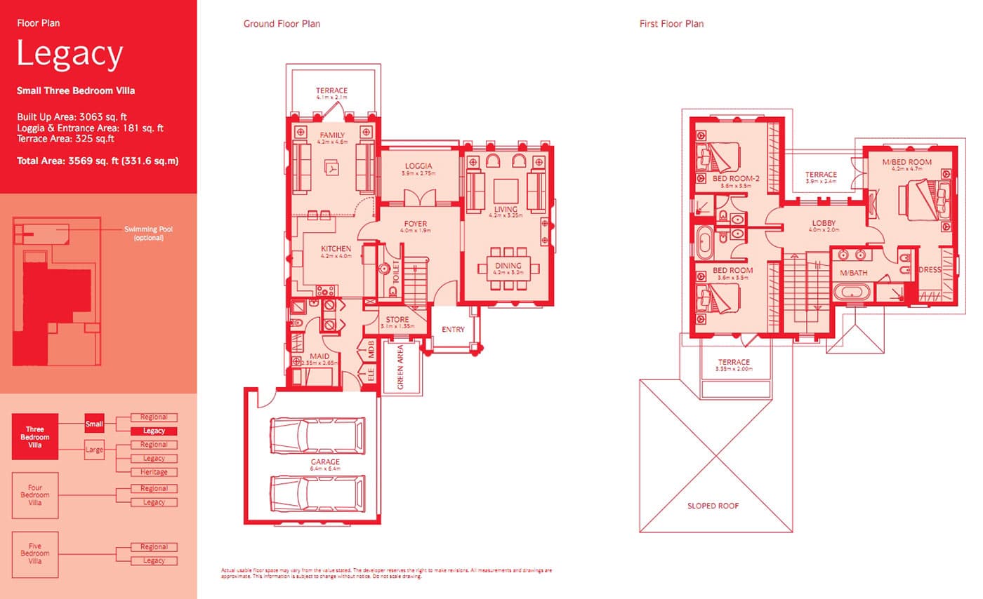 Jumeirah Park 3 Bedroom floor plan