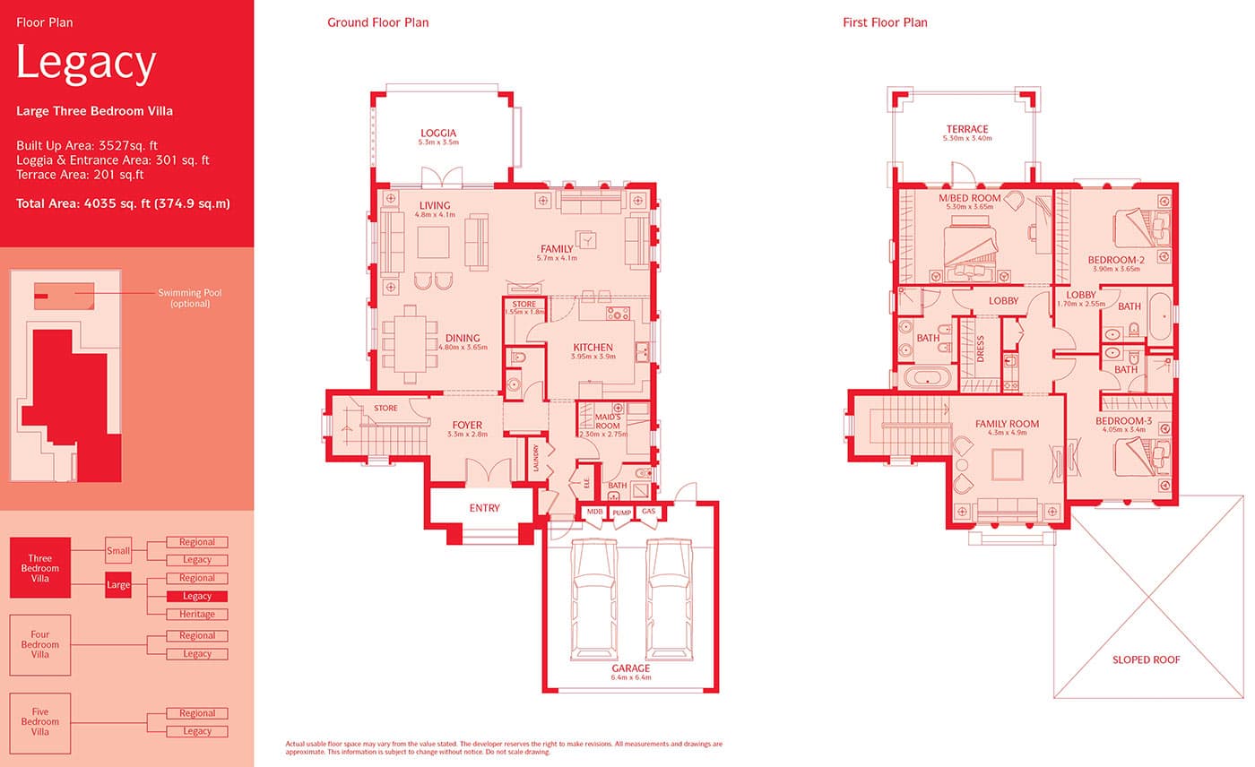 Jumeirah Park 3 Bedroom floor plan