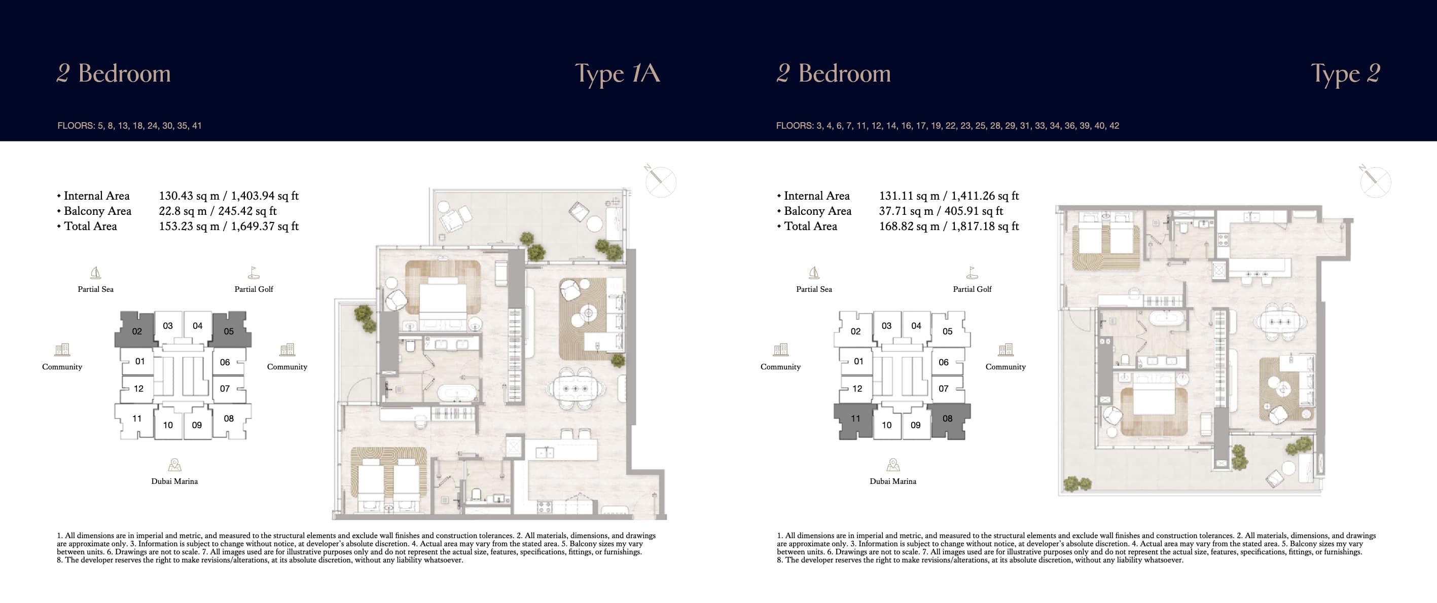 Kempinski Marina Residences 2BR - Type 1A floor plan