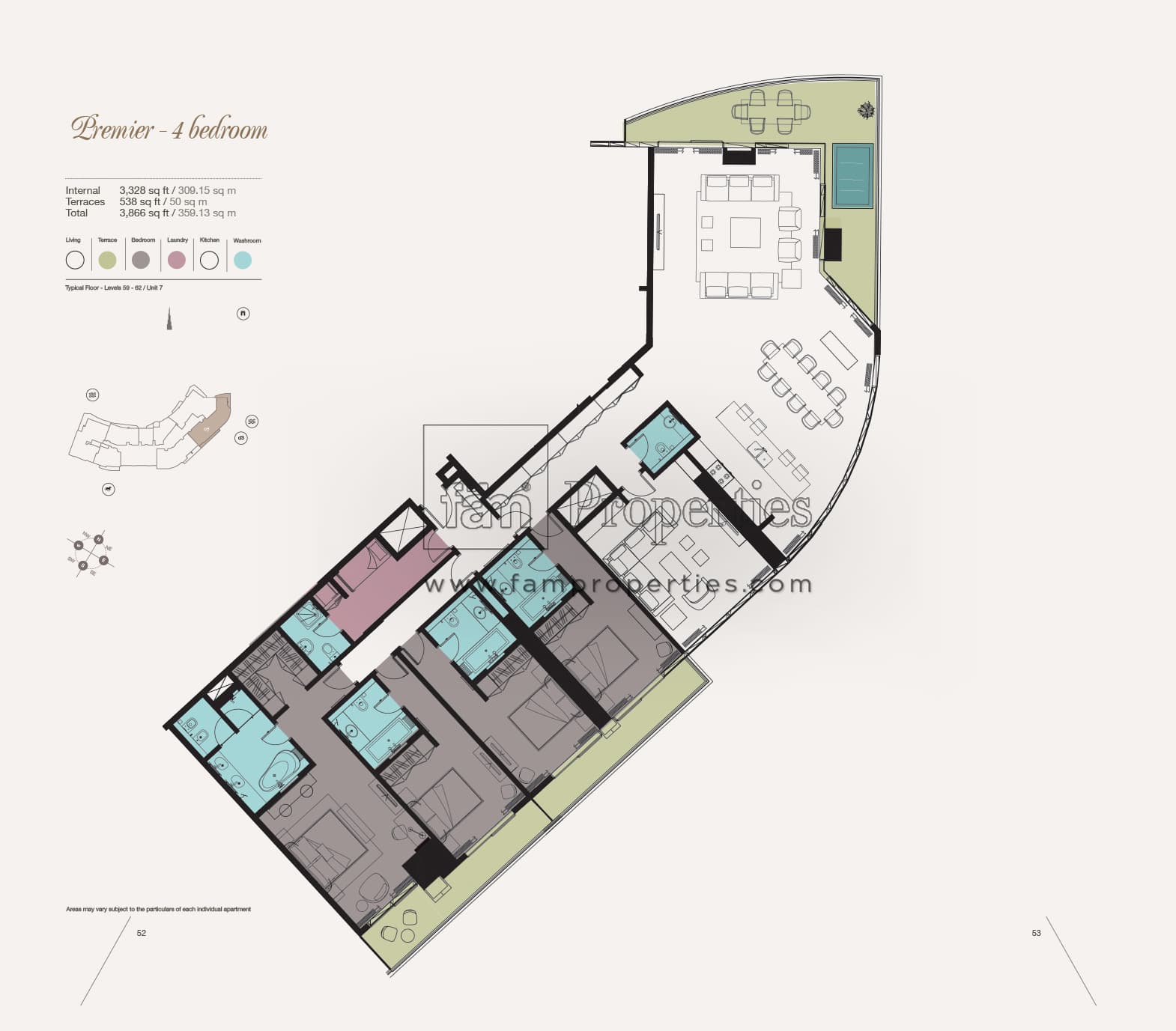 Kempinski Residences 4 bedroom floor plan