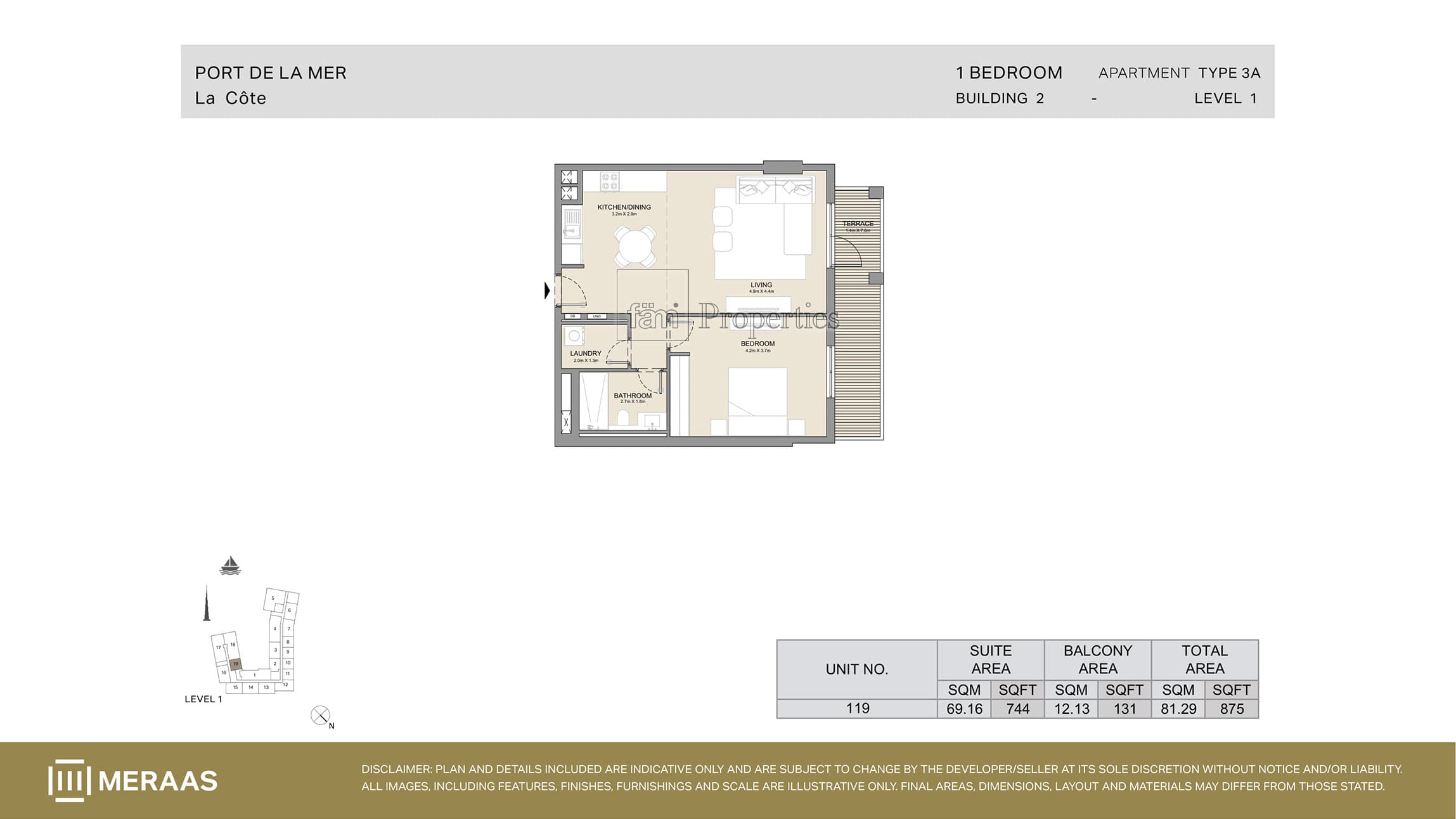 Port De La Mer Type 3A floor plan