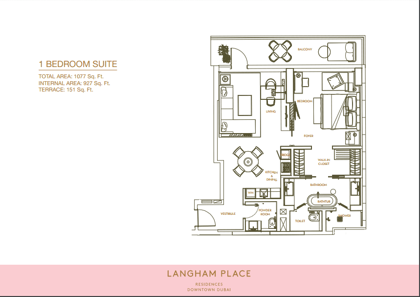 Langham Place Bedroom Suite floor plan