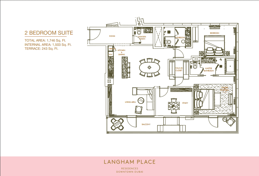 Langham Place Bedroom Suite floor plan