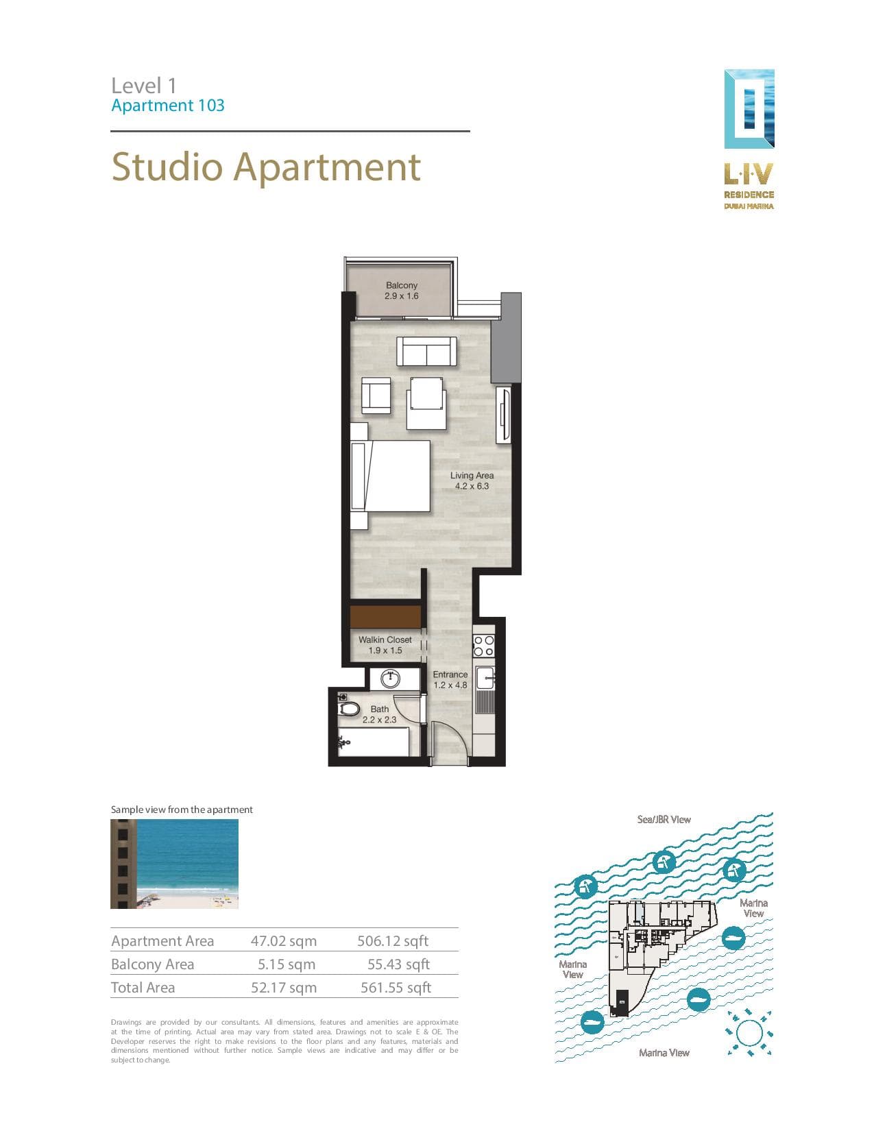 LIV Residence Studio floor plan