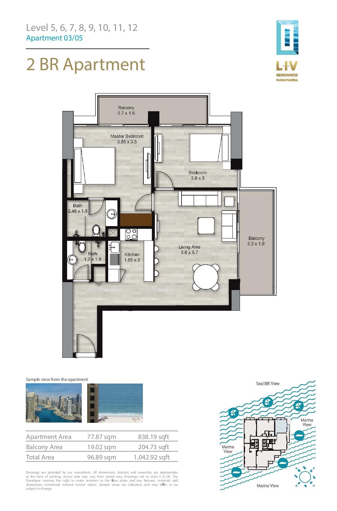 LIV Residence 2 Bedroom floor plan