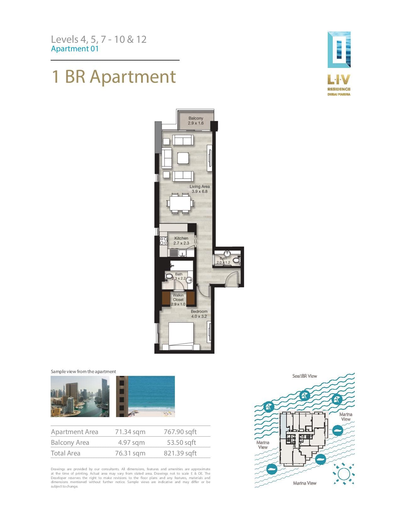 LIV Residence 1 Bedroom floor plan