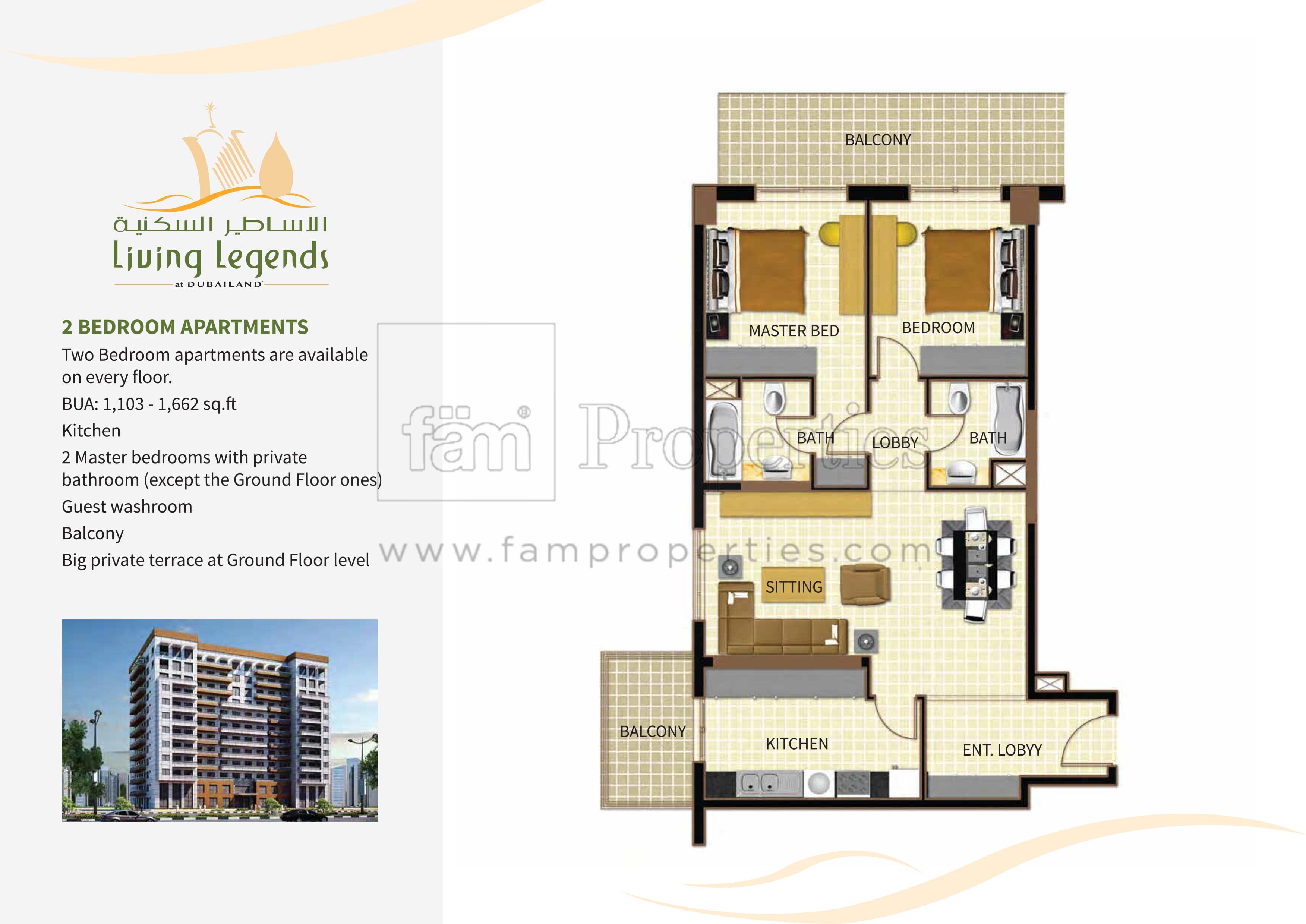 Living Legends 2 BD floor plan