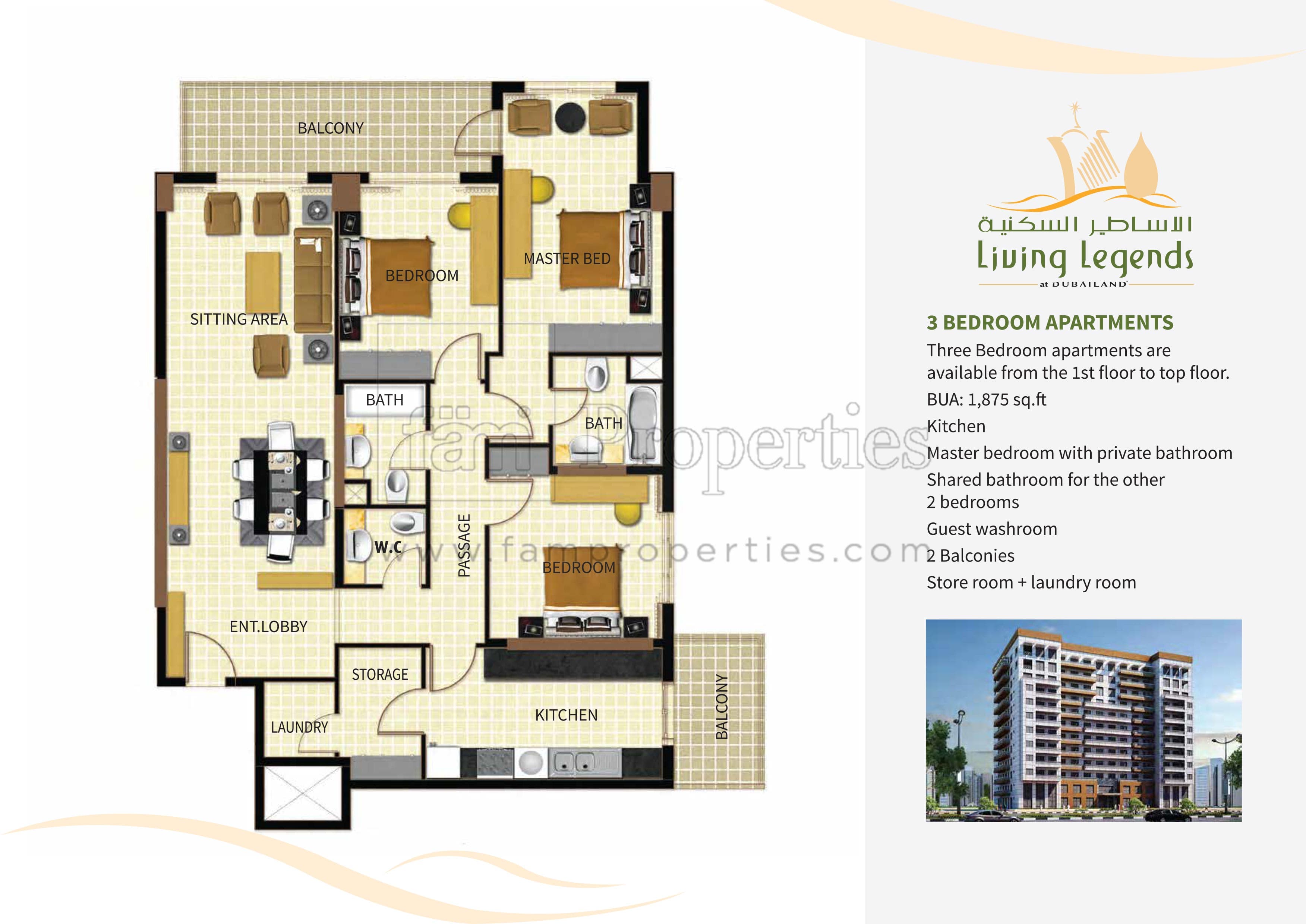 Living Legends 3 BD floor plan