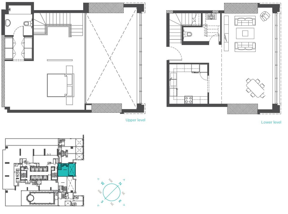 Marina Arcade 1BR Loft Type 1B (Palm Jumeirah View) floor plan