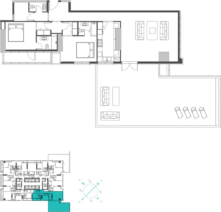 Marina Arcade 2BR Type 2C (Palm Jumeirah and Marina 23 View) floor plan