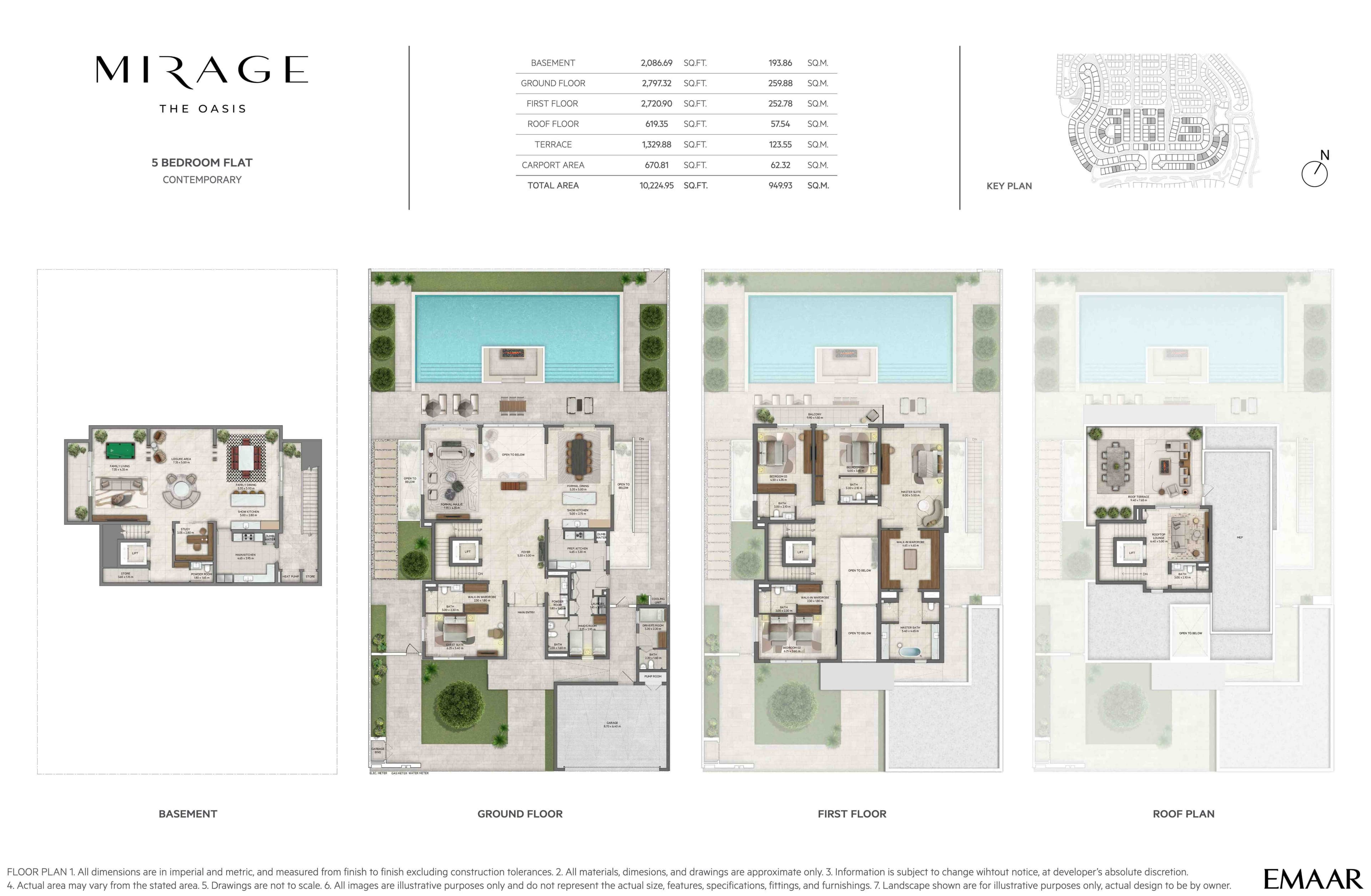 Mirage The Oasis 5BR - Flat - Contemporary floor plan
