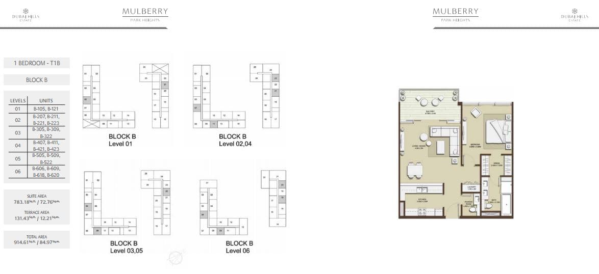 Mulberry at Park Heights 1 Bedroom floor plan