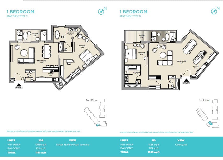 Nikki Beach Residences Type C_1br floor plan