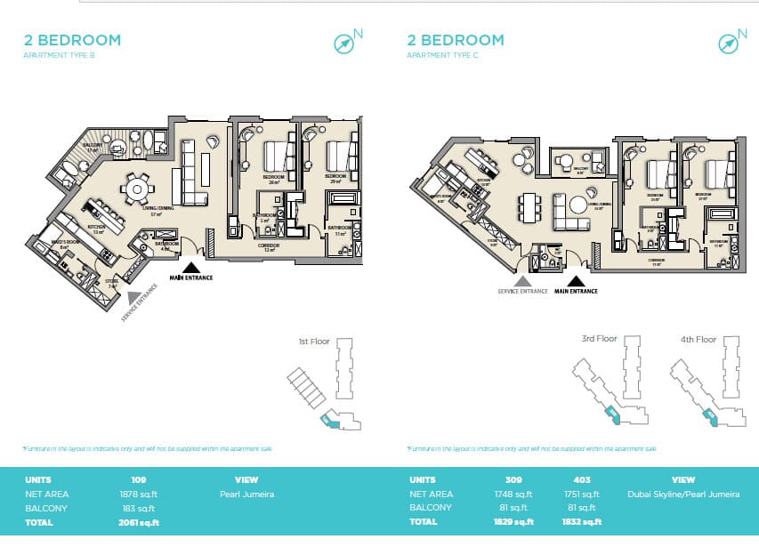 Nikki Beach Residences TypeC_2br floor plan